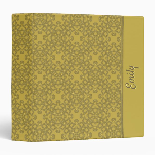 Personalized Mustard Yellow Pattern Binder (Front/Spine)