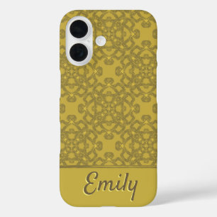 Personalized Mustard Yellow Pattern iPhone 16 Case