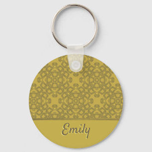 Personalized Mustard Yellow Pattern Keychain