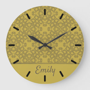 Personalized Mustard Yellow Pattern Large Clock