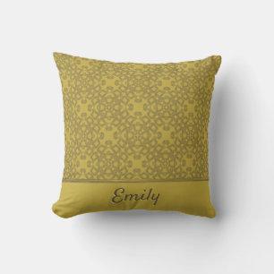 Personalized Mustard Yellow Pattern Throw Pillow