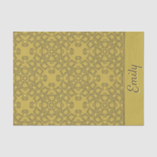 Personalized Mustard Yellow Pattern Tissue Paper