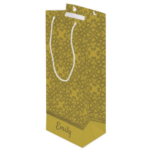 Personalized Mustard Yellow Pattern Wine Gift Bag