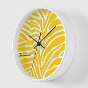 Personalized Mustard Yellow Zebra Any Colour Clock