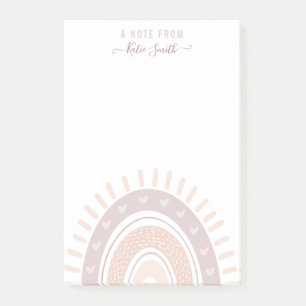 Personalized Mute Pink Boho Rainbow Calligraphy Post-it Notes