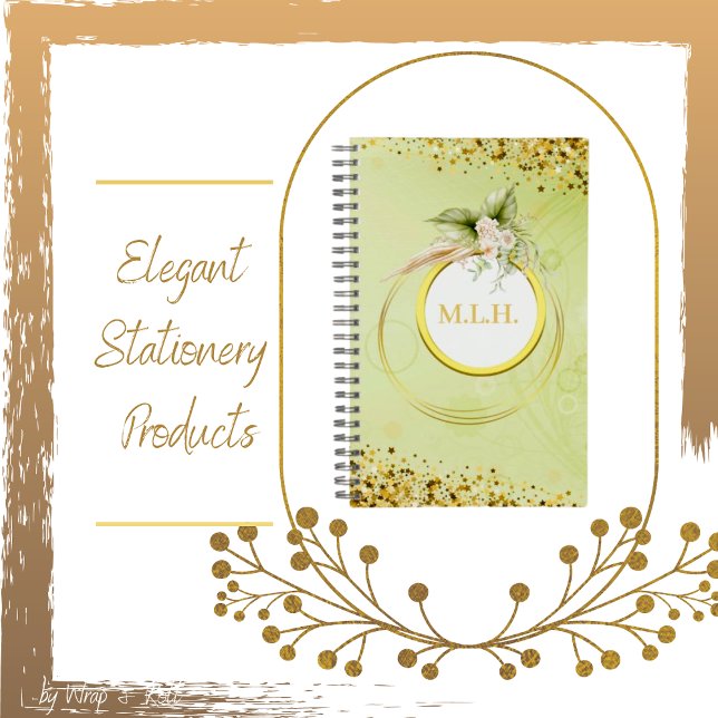 Personalized Muted Green and Golds  Notebook (Creator Uploaded)
