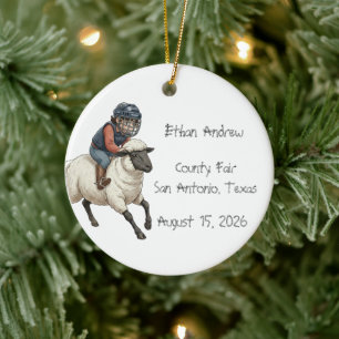 Personalized Mutton Bustin Boy Ceramic Ornament