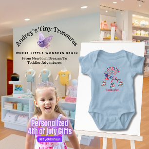 Personalized My 1st 4th of July Baby Bodysuit