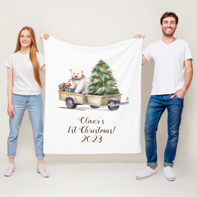 Personalized My 1st Christmas Fleece Blanket (In Situ)
