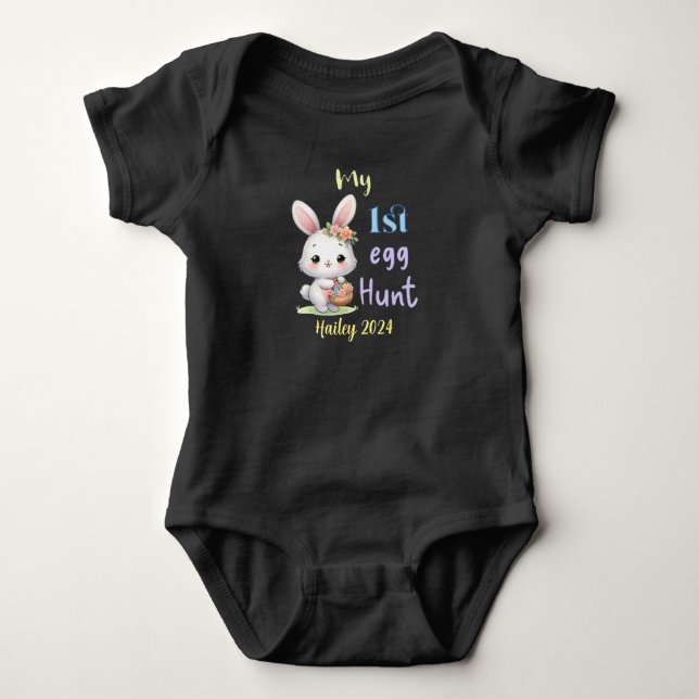 Personalized My 1st Egg Hunt Custom Easter Baby Bodysuit (Front)