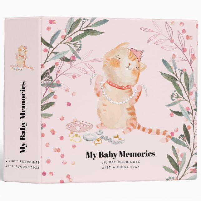 Personalized My Baby Memories Princess Kitten Lili Binder (Front/Spine)