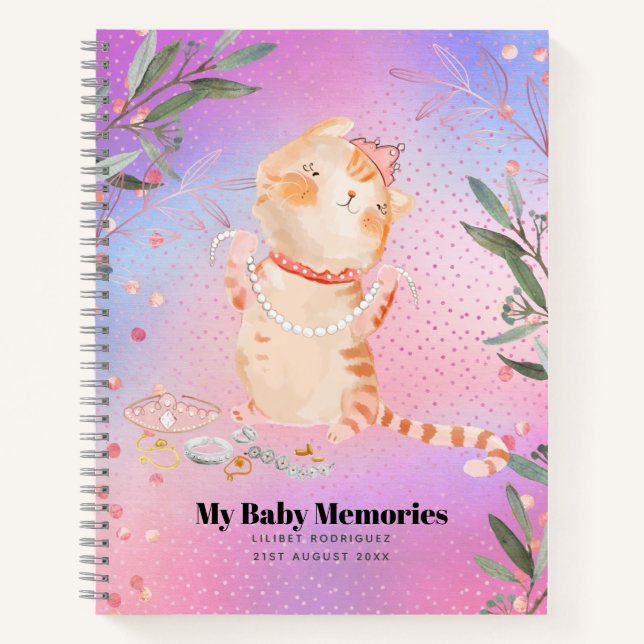 Personalized My Baby Memories Princess Kitten Lili Notebook (Front)