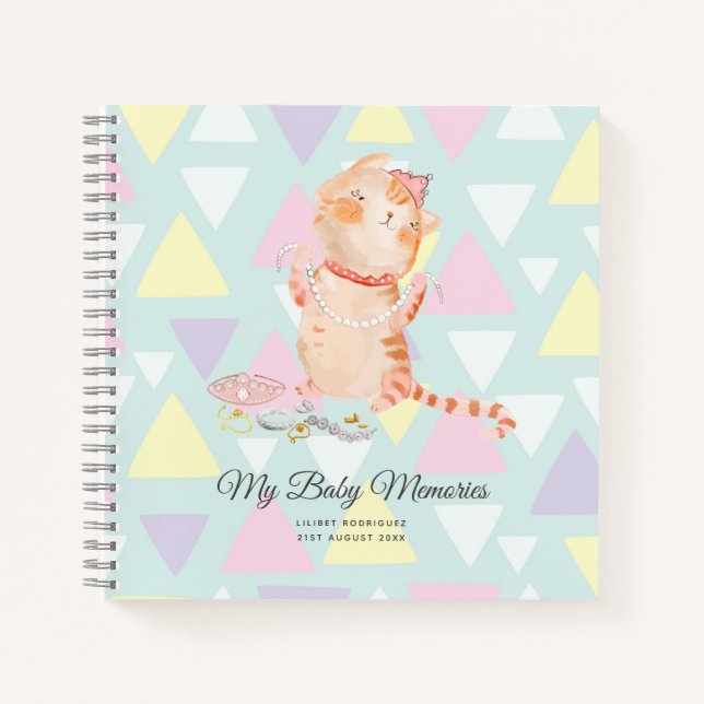 Personalized My Baby Memories Princess Kitten Lili Notebook (Front)