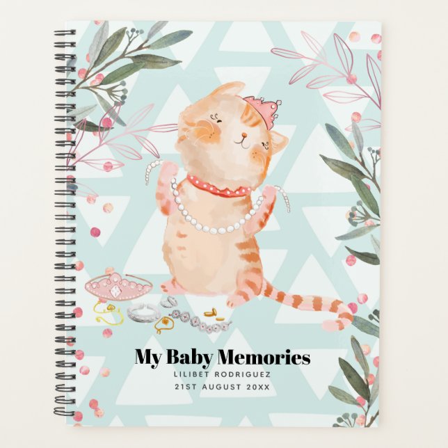 Personalized My Baby Memories Princess Kitten Lili Planner (Front)