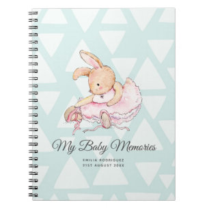 Personalized MY BABY MEMORIES - Rabbit Ballerina Notebook