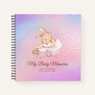 Personalized MY BABY MEMORIES - Rabbit Ballerina Notebook