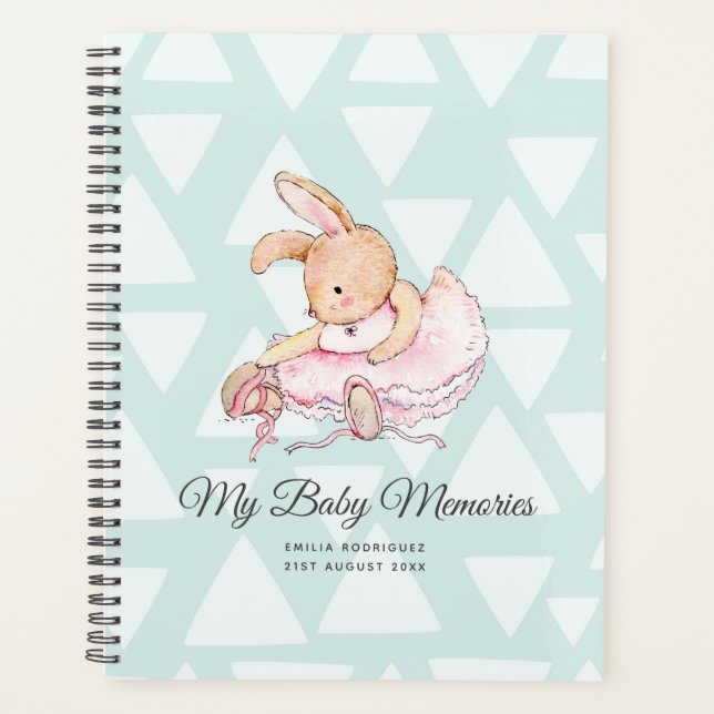 Personalized MY BABY MEMORIES - Rabbit Ballerina Planner (Front)