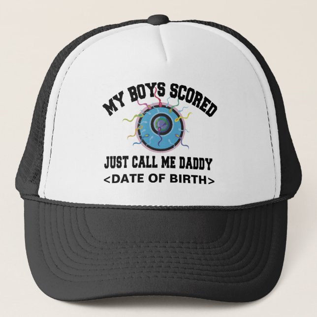 Personalized My Boys Can Swim T-Shirt Trucker Hat (Front)
