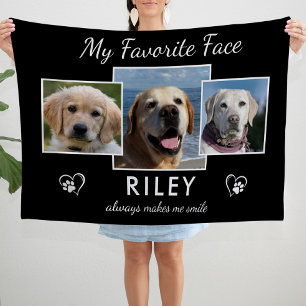 Personalized My Favourite Face Pet Photo Collage Fleece Blanket
