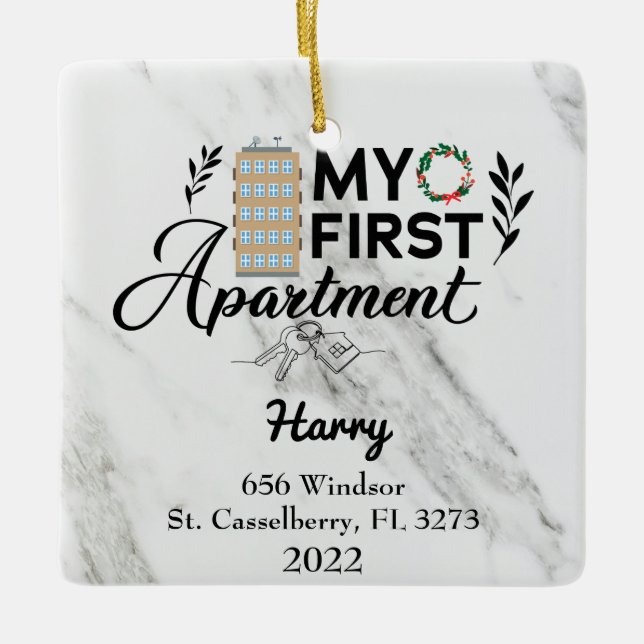 Personalized My First Apartment 2021 Ceramic Ornament (Front)