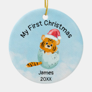 Personalized My First Christmas 2021 Baby Boy Ceramic Ornament