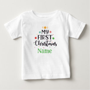 Personalized My First Christmas Cute Baby Bodysuit