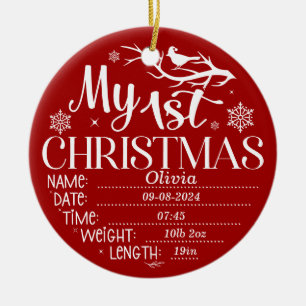 Personalized My First Christmas Details & Photo Ceramic Ornament