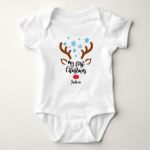 Personalized My First Christmas reindeer Baby Body