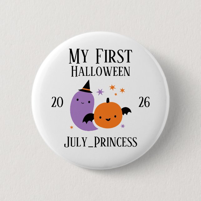 Personalized My First Halloween Ornament 2 Inch Round Button (Front)