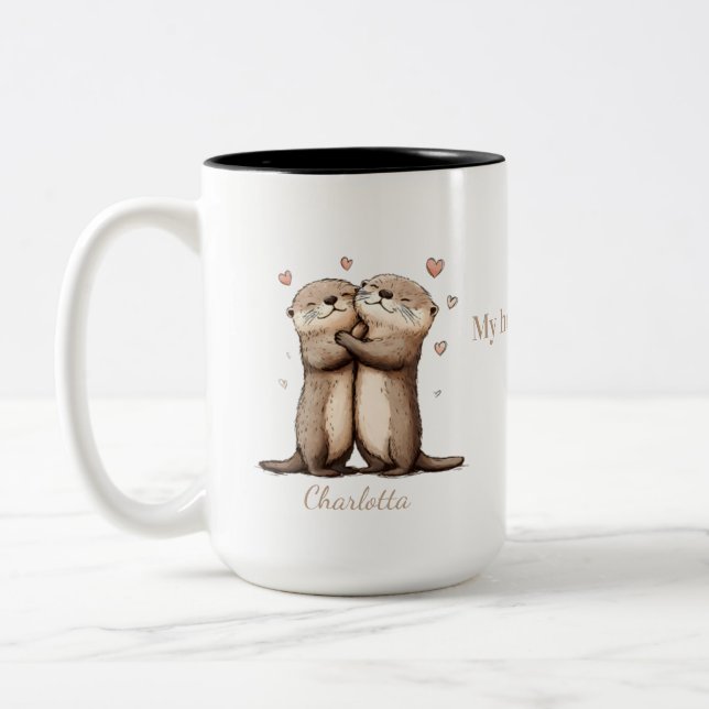 Personalized My Heart Is Yours Otter Mug (Left)