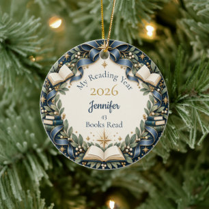 Personalized My Reading Year 2026 Book Lover Ceramic Ornament