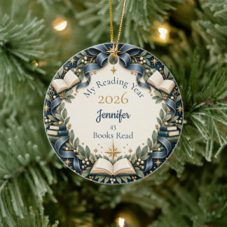 Personalized My Reading Year 2026 Book Lover Ceramic Ornament