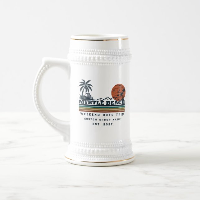 Personalized Myrtle Beach Weekend Bachelor Party Beer Stein (Left)
