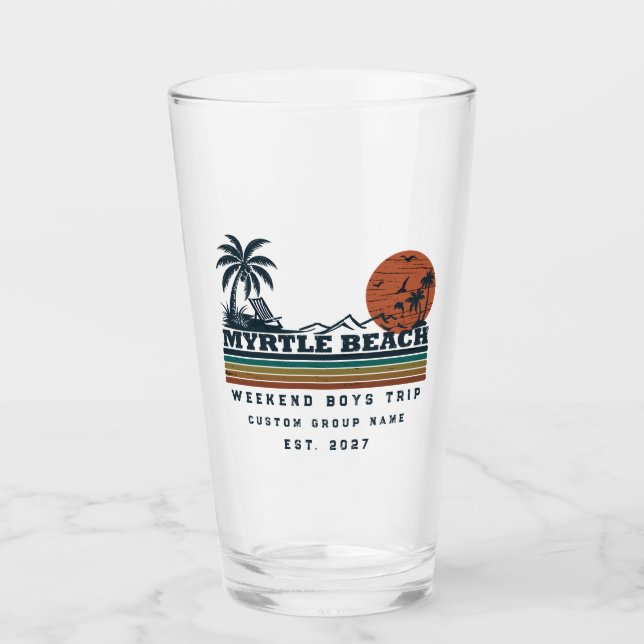 Personalized Myrtle Beach Weekend Bachelor Party Glass (Front)