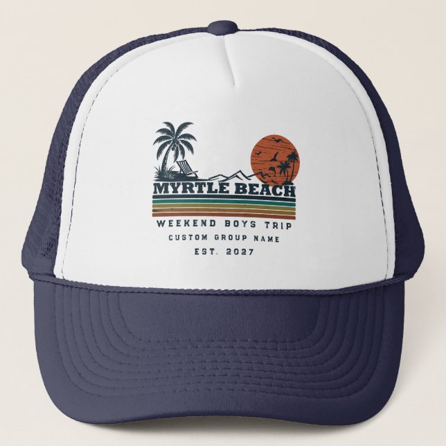 Personalized Myrtle Beach Weekend Bachelor Party Trucker Hat (Front)