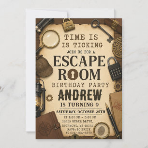 Personalized Mystery Escape Room Birthday party Invitation