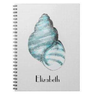 Personalized Mystic Blue Seashell Notebook