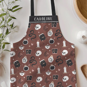 Personalized Mystic Boho Crystal Skull Pattern Apron
