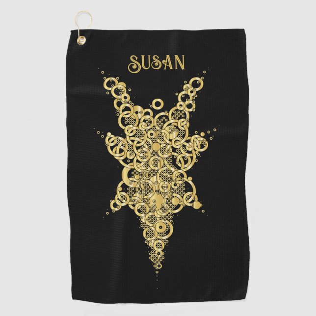 Personalized Mystic Gold  Golf Towel (Front)