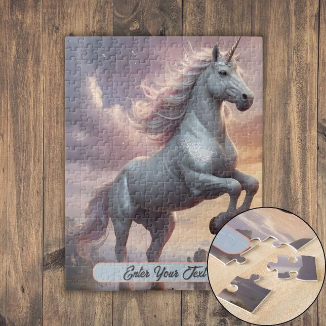 Personalized Mystic White Unicorn Jigsaw Puzzle (Personalized Mystic White Unicorn Jigsaw Puzzle)