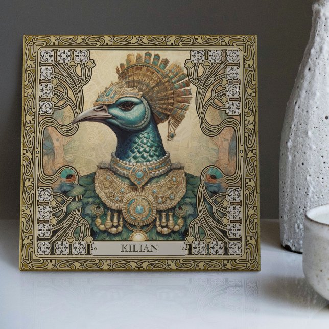 Personalized Mystical Peacock Jewelled Splendour Tile (Creator Uploaded)