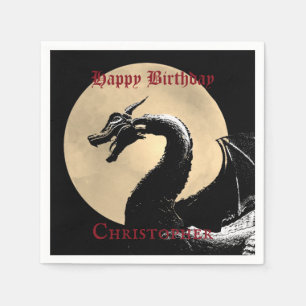 Personalized Mythical Dragon Happy Birthday Napkin
