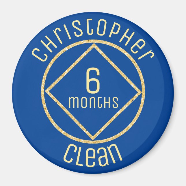 Personalized NA Narcotics Anonymous 6 months clean Magnet (Front)