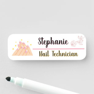 Personalized nail tech logo beauty  name tag
