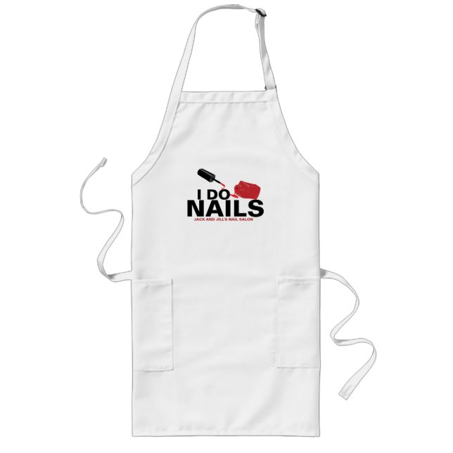 Personalized Nail Tech With Business Name Long Apron (Front)