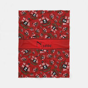 Personalized nam red pirate ships fleece blanket