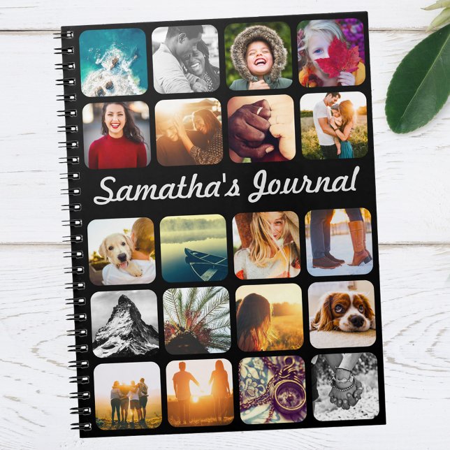 Personalized Name & 20 Photo Black Notebook (Creator Uploaded)