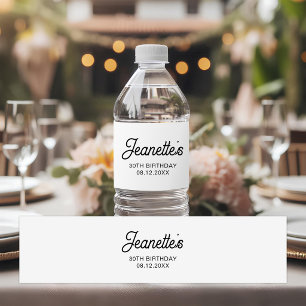 Personalized Name 20th 30th 40th 50 Birthday Party Water Bottle Label