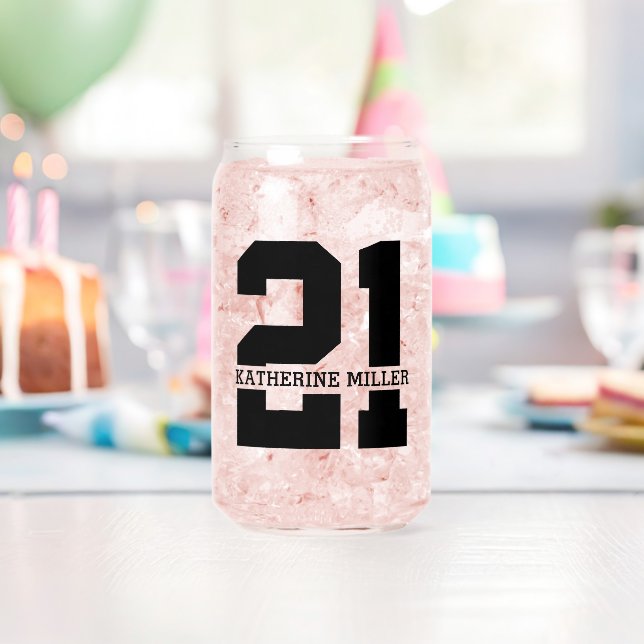 Personalized Name 21st Birthday Modern  Can Glass (Insitu (Birthday))