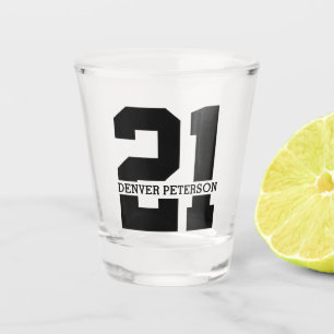 Personalized Name 21st Birthday Modern Shot Glass